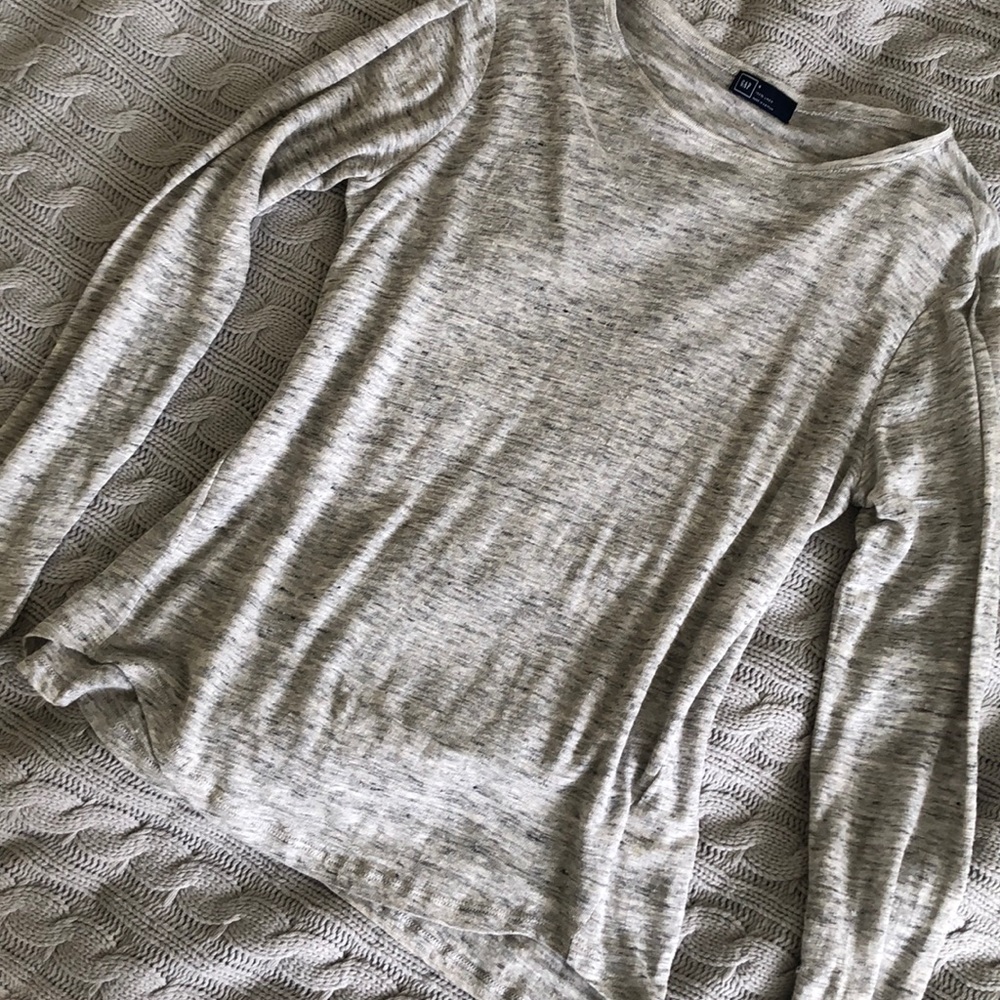 Gap 100% Linen Long-Sleeve Shirt, heathered grey/S